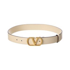 Valentino Vlogo Signature Leather Belt, White
